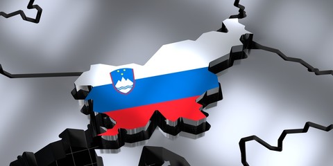 Sticker - Slovenia - country borders and flag - 3D illustration