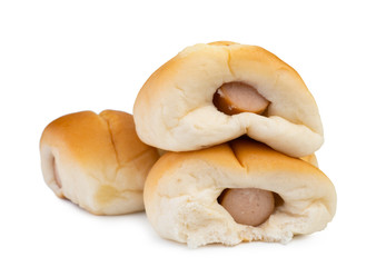 freshly baked bread on white background. (clipping path)