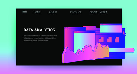 Aufkleber - Web site template for Big Data  analysis, Artificial intelligence and  Information science. 3D graphs and plots.