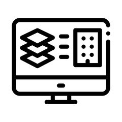 Poster - computer simulation of building icon vector. computer simulation of building sign. isolated contour 