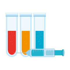 Poster - set of tube test with syringe isolated icon vector illustration design