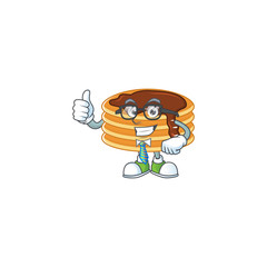 Sticker - Cartoon character design of chocolate cream pancake successful businessman