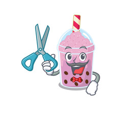 Poster - Sporty taro bubble tea cartoon character design with barber