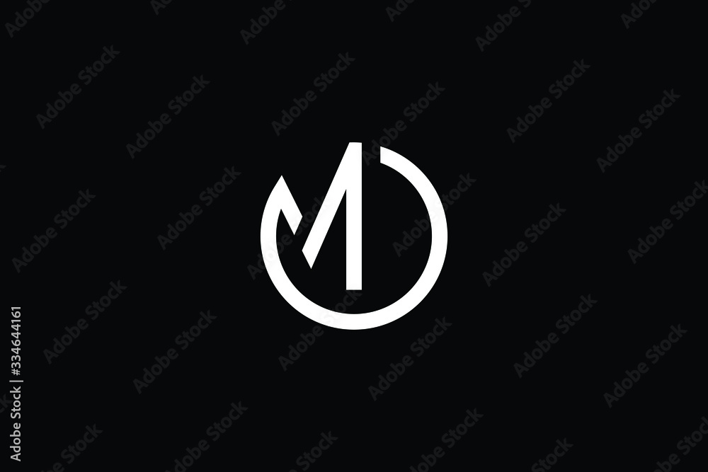 Minimal elegant monogram art logo. Outstanding professional trendy awesome artistic MO OM initial based Alphabet icon logo. Premium Business logo White color on black background - obrazy, fototapety, plakaty 