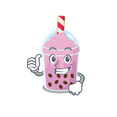 Poster - Taro bubble tea cartoon character design making OK gesture