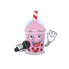 Poster - Talented singer of taro bubble tea cartoon character holding a microphone