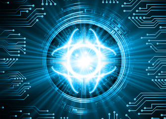 blue eye cyber circuit future technology concept background