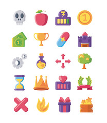 Poster - set of icons video game on white background