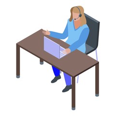 Poster - Call center worker icon. Isometric of call center worker vector icon for web design isolated on white background