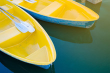 Yellow Row Boat On The Lake