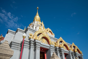 Beautiful golden pagoda wat Santikhiri temple on the top of mountain in doi Mae salong, Chiangrai Thailand in the morning - famous traveling destination in northern Thailand.