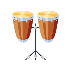 Wall Mural - congas drums with tripod on white background