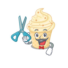 Canvas Print - Sporty vanilla ice cream cartoon character design with barber