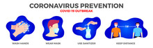 Corona Virus Prevention Covid-19 Outbreak Wash Hands Wear Mask Social Distance