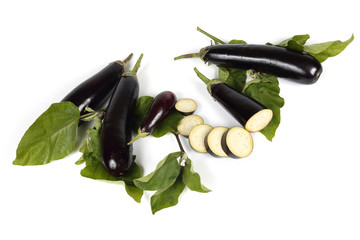 Sticker - Aubergines and sliced aubergine on cutting board