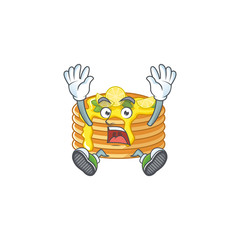 Sticker - Lemon cream pancake cartoon character design showing shocking gesture