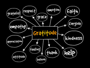 gratitude mind map, concept for presentations and reports