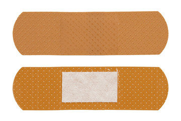 adhesive bandage plasters isolated on white background. medical plasters with two sides.