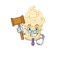 Wall Mural - A humble judge of vanilla ice cream cartoon character design wearing glasses