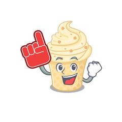 Sticker - Vanilla ice cream presented in cartoon character design with Foam finger