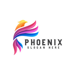 colorful phoenix or eagle logo design vector template