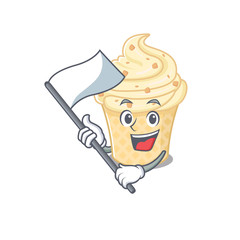 Sticker - A nationalistic vanilla ice cream mascot character design with flag