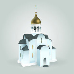 Vector 3D Orthodox Church Easter Illustration - Isolated