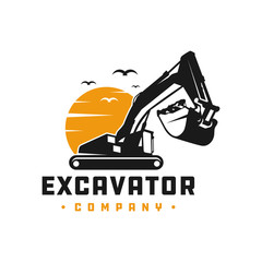 Canvas Print - Excavator construction tool logo