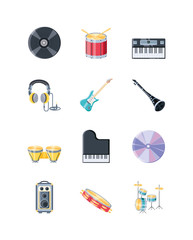 Sticker - set of icons musical instruments on white background