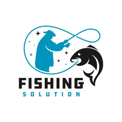 Poster - Fish fishing logo design