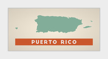 Puerto Rico Poster. Map Of The Country With Colorful Regions. Shape Of Puerto Rico With Country Name. Vibrant Vector Illustration.