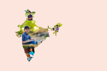 map of india shows indian child portrait