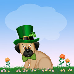 Poster - illustration of puppy with costume of Saint Patrick