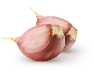 Isolated garlic. Two garlic segments isolated on white background with clipping path