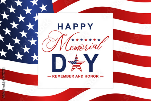 Fotomural Happy Memorial Day background with national US flag and lettering