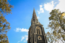 Church Steeple With Blue Sky