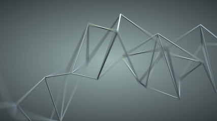 Poster - Grey wireframe shape 3D rendering illustration