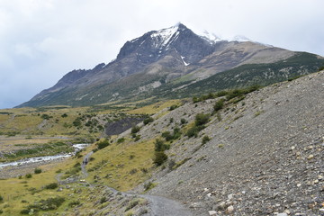 Wall Mural - Hiking trail on the way to Base de las Torres in Torres del Paine National Park in Chile, Patagonia