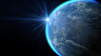 Wall Mural - Blue sunrise, view of earth from space. Elements of this image furnished by NASA.
