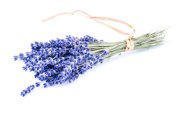 Wall Mural - Blue dried lavender isolated on white background