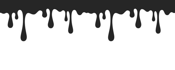 Wall Mural - drip of oil, sauce or paint isolated on white background. black chocolate melt liquid splash border.