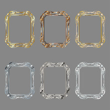 Set Of Decorative Frames And Borders Standard Rectangle Proportions Backgrounds Vintage Design Elements Gold And Silver Colors. Vector