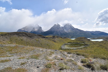 Wall Mural - Big grey mountains in Torres del Paine National Park in Chile, Patagonia