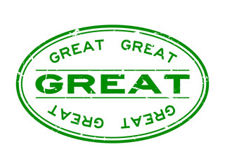 Sticker - Grunge green great word oval rubber seal stamp on white background