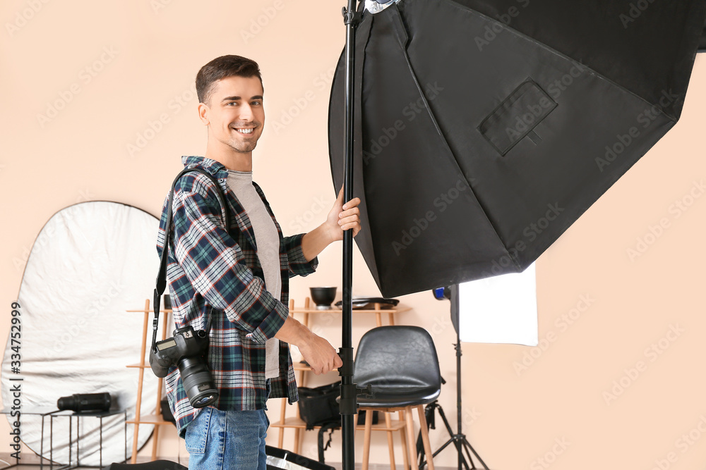 Professional photographer working in studio