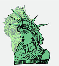 America Statue Of Liberty Graphic Design Vector Art