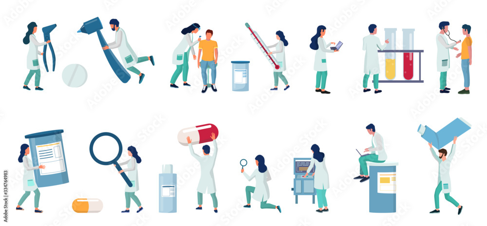 Medical clinic and lab staff, vector flat isolated illustration Stock ...