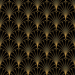 art deco pattern. seamless white and gold background