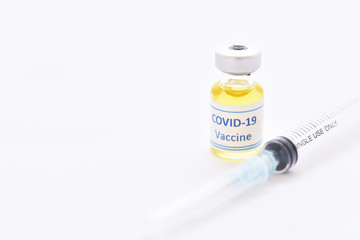 Vial of COVID-19 virus vaccine for injection, protective from novel coronavirus 2019 found in Wuhan, China