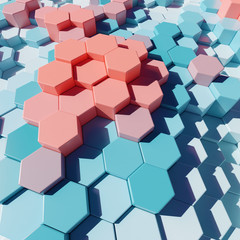 Wall Mural - Pastel 3d plastic hexagonal patterned blocks in abstract design